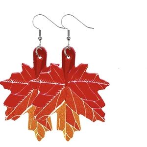 Maple leaf leather earrings NWT